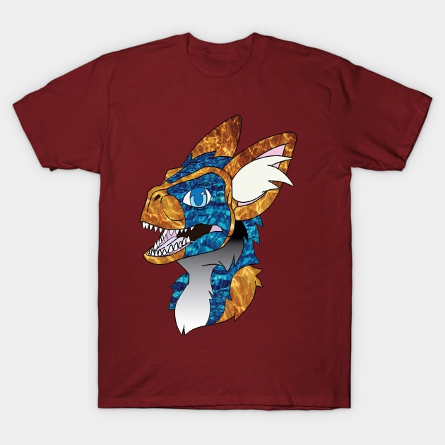 Dino Fursuit Furry Skulldog Fursona blue graphic T-Shirt by Surfer Dave Designs